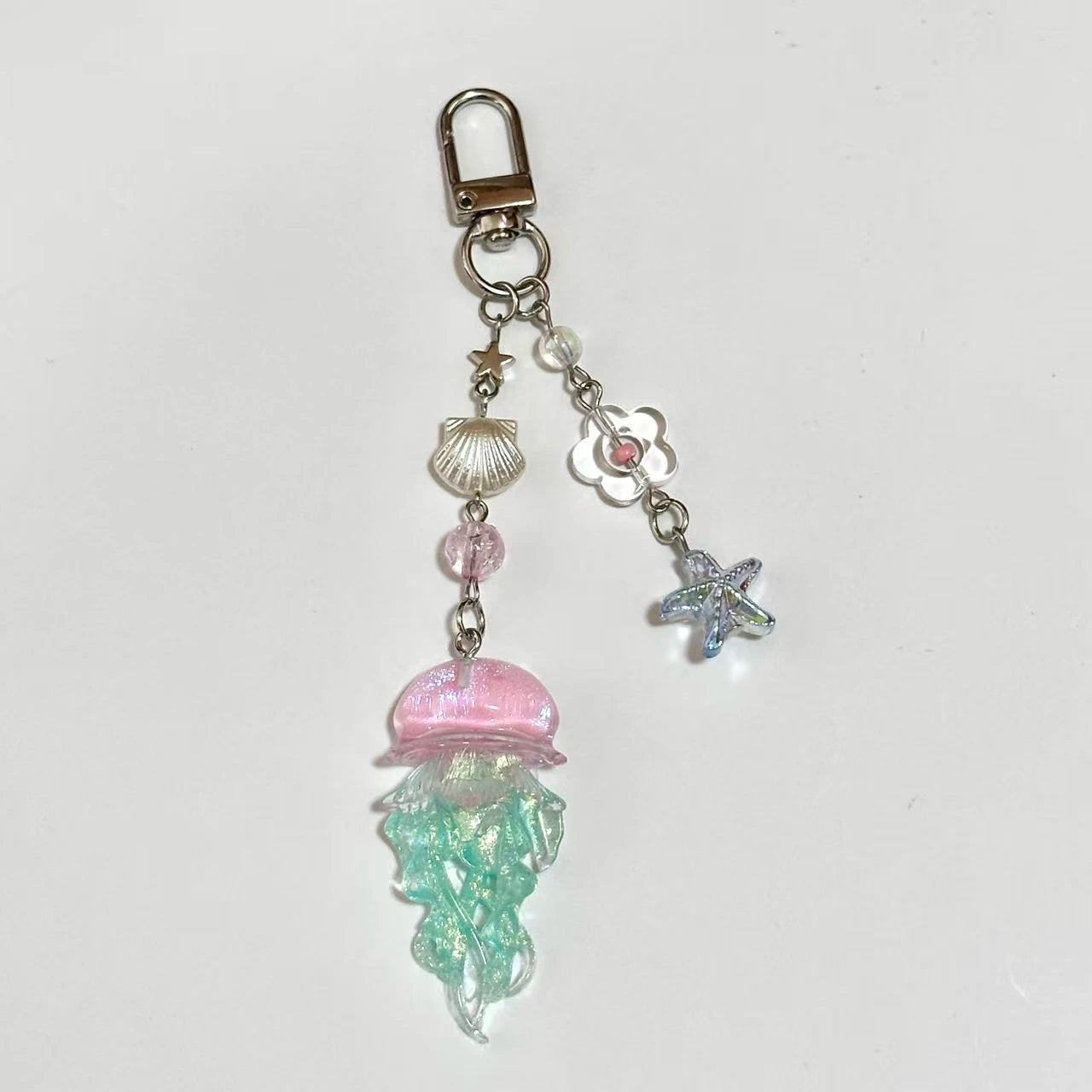 Y2K Jellyfish Tassel Mobile Key Chain Jellyfish Beaded Phone Charm Keycord Korean Sea Shell Fish Beads Chain BackPack Keyring (Copy)