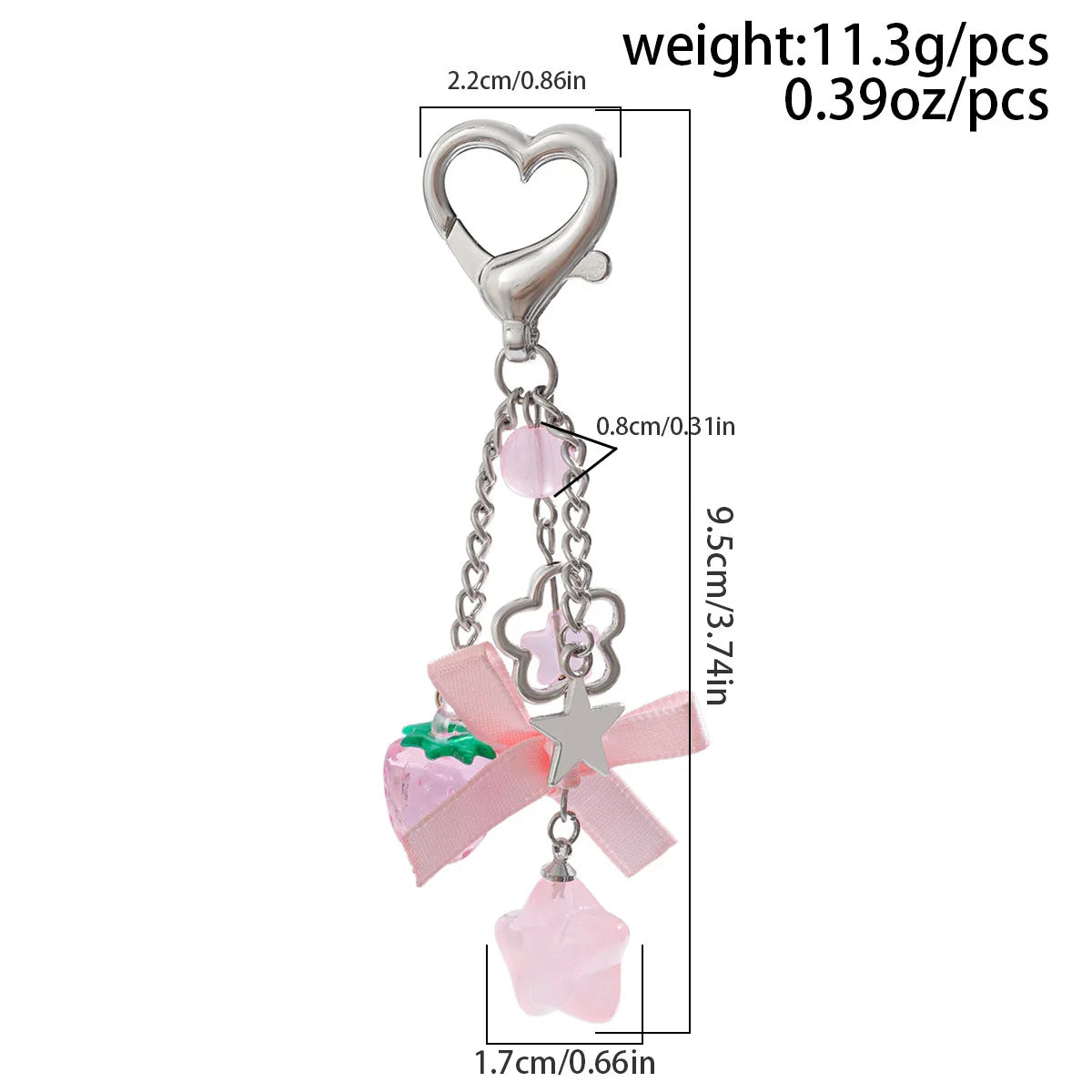 Cute Anti Loss Keychain Y2K Fashion Creamy Style Sweet Bag Small Pendant Fresh Butterfly Bow Pink Star Beaded Buckle Decoration (Copy)