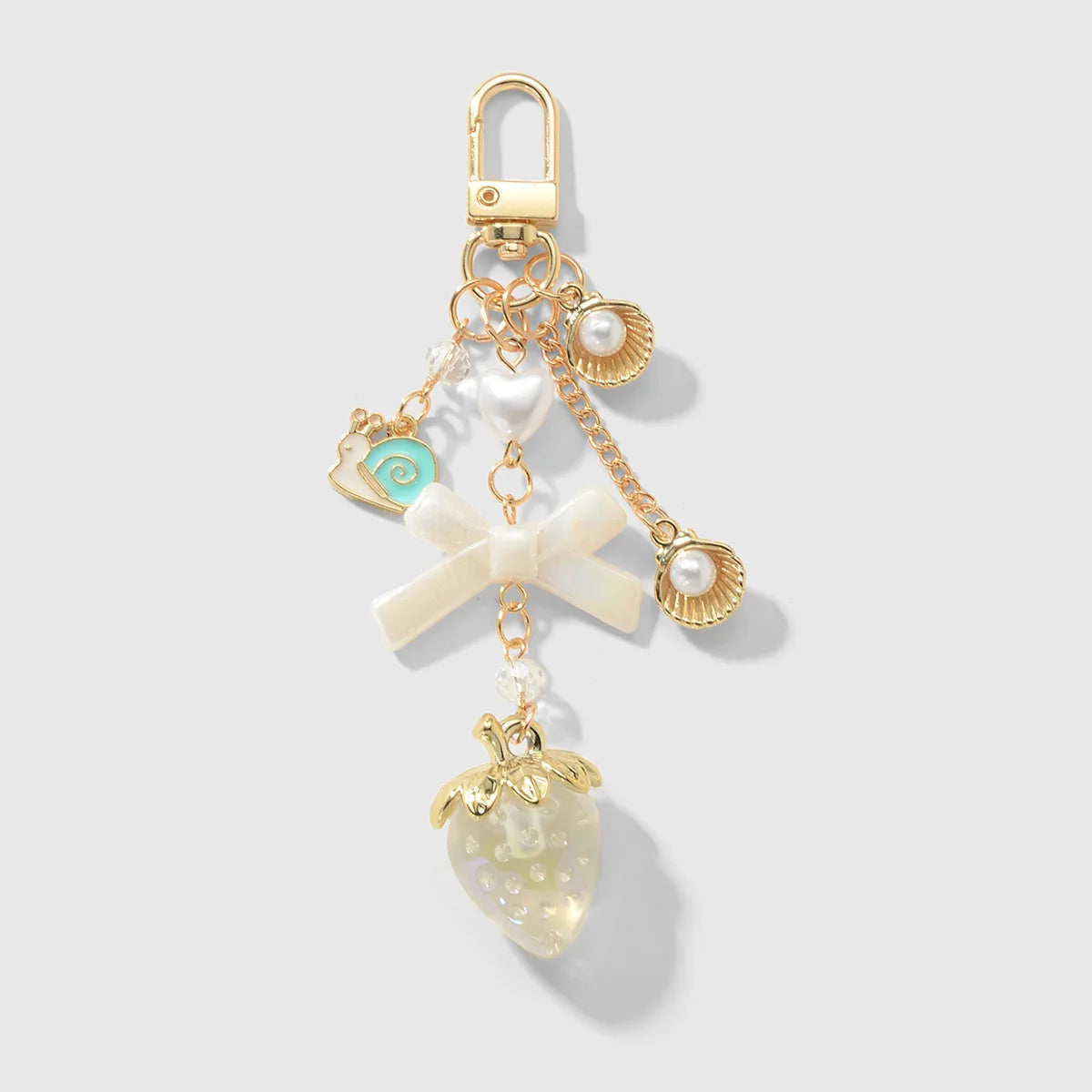 Y2K Bowknot Strawberry Keychain for Women Exquisite Sweet Flower Peach Bag Pendant Cute Romantic Accessorymobile Phone Chain