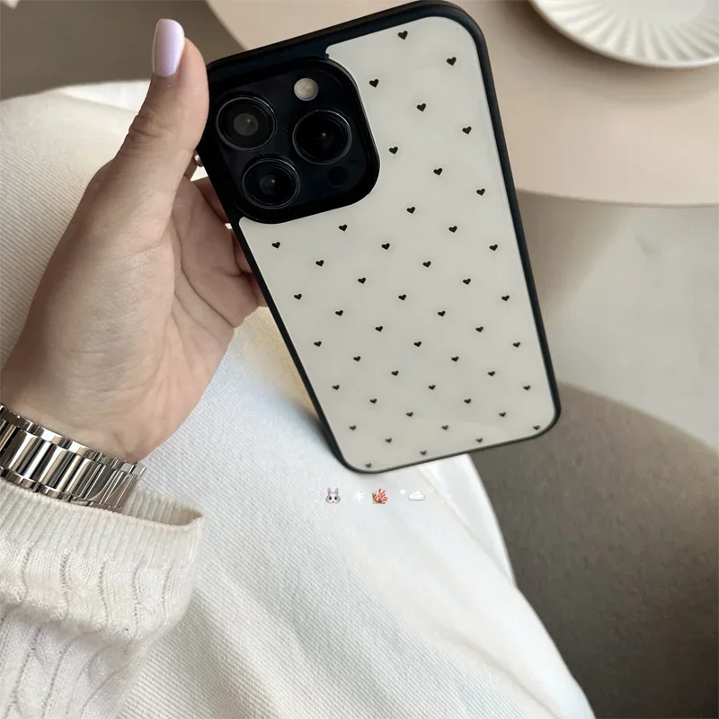 Korean-style INS Girly Small Polka Dot case For iphone 11 12 13 14 15 16 17Pro Max Plus AIR Series transparent tpu phone case
