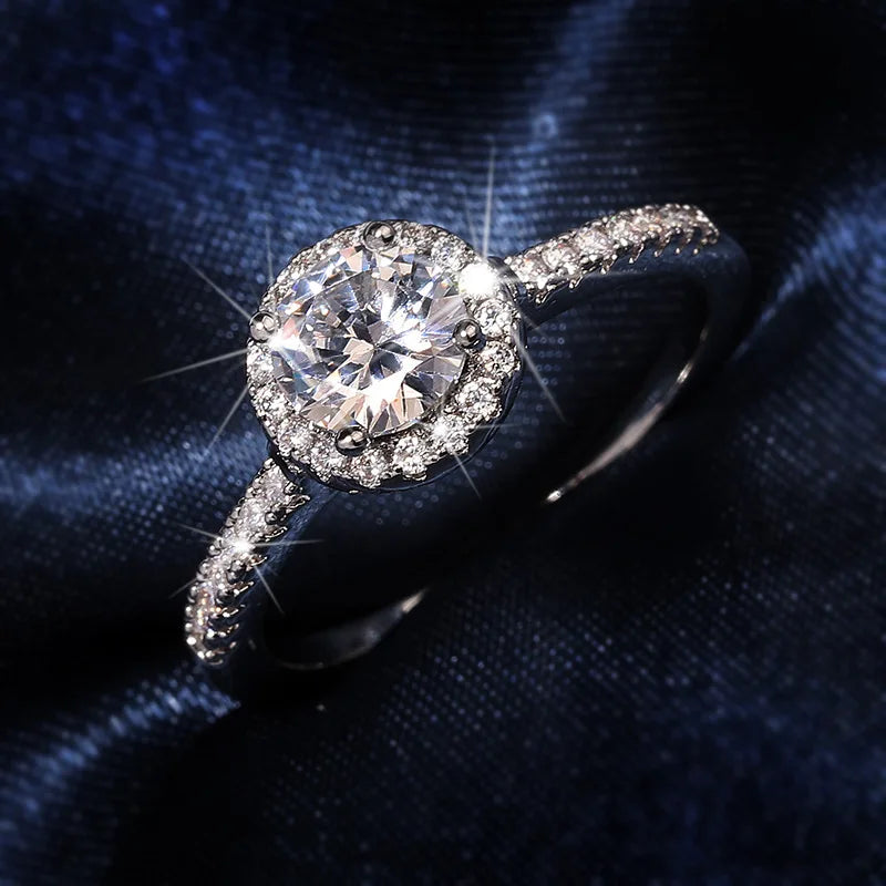 100% Real Moissanite Ring Adjustable Size S925 Sliver D VVS1 Pass Diamond Test Pen GRA Certificate 18K Plating Rings for Women (YB)