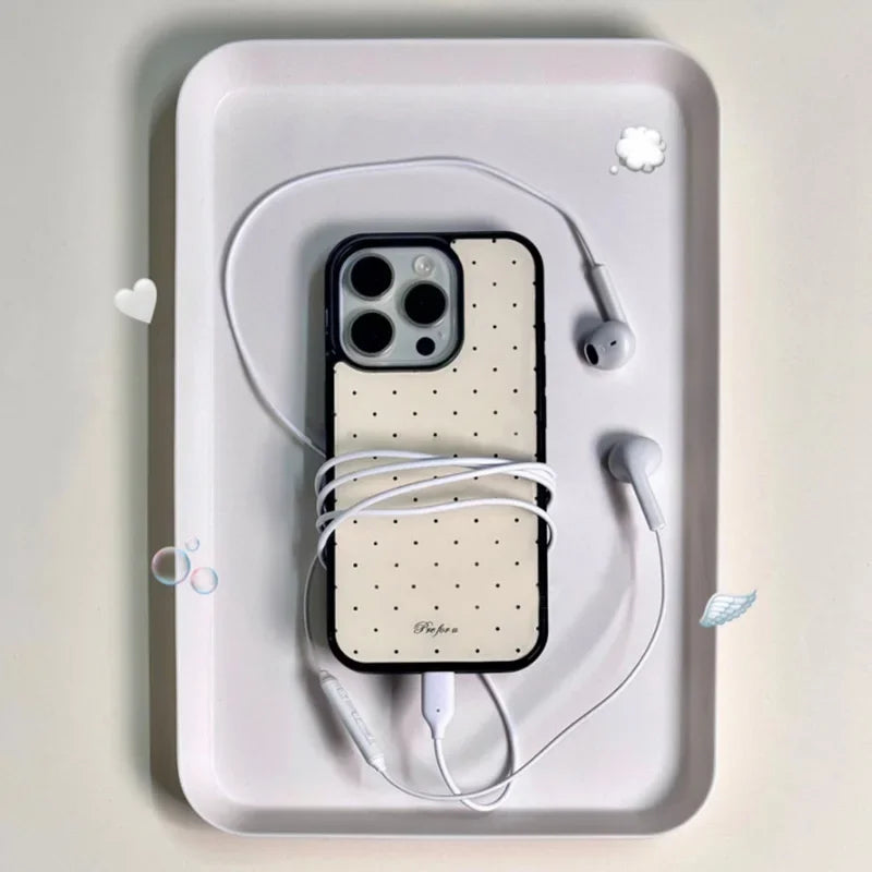 Korean-style INS Girly Small Polka Dot case For iphone 11 12 13 14 15 16 17Pro Max Plus AIR Series transparent tpu phone case