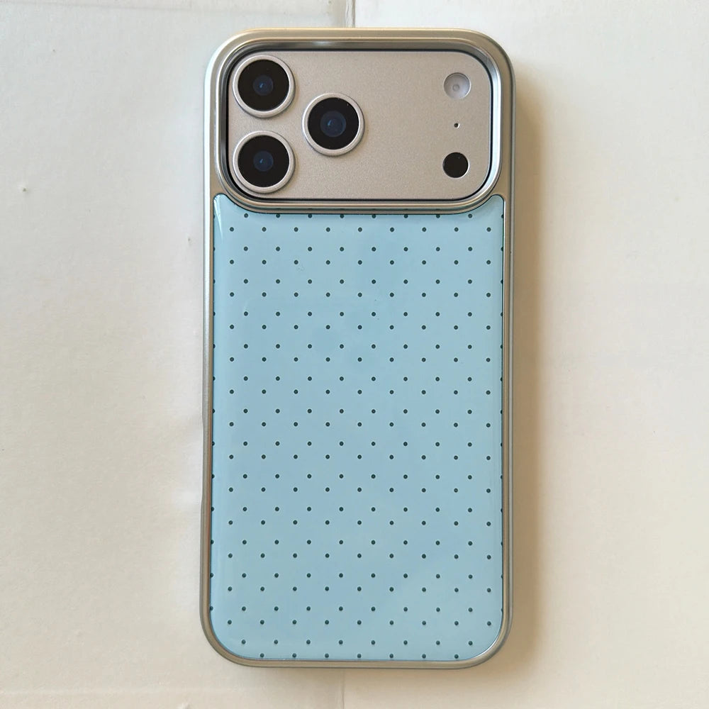 Korean INS Polka Dot Pattern Electroplated Silver Phone Case for iphone 17 Promax 17pro 14 15 16 Promax Shockproof Cover Funda