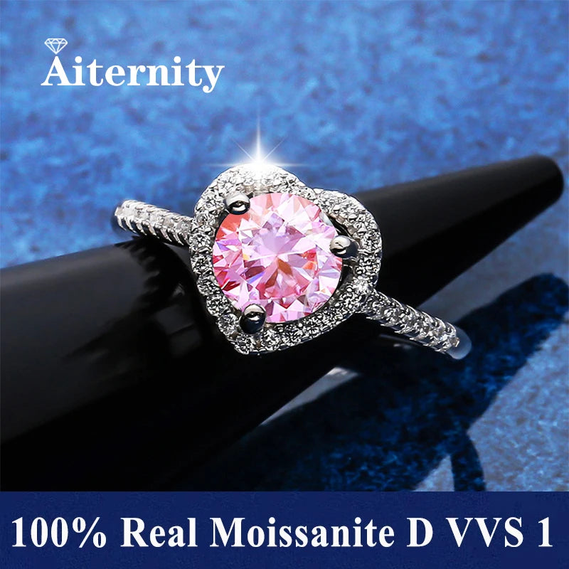 100% Real Moissanite Ring Adjustable Size S925 Sliver D VVS1 Pass Diamond Test Pen GRA Certificate 18K Plating Rings for Women (LV)