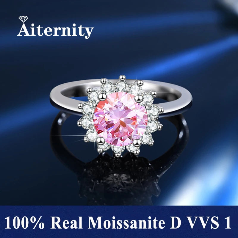 100% Real Moissanite Ring Adjustable Size S925 Sliver D VVS1 Pass Diamond Test Pen GRA Certificate 18K Plating Rings for Women (TY)