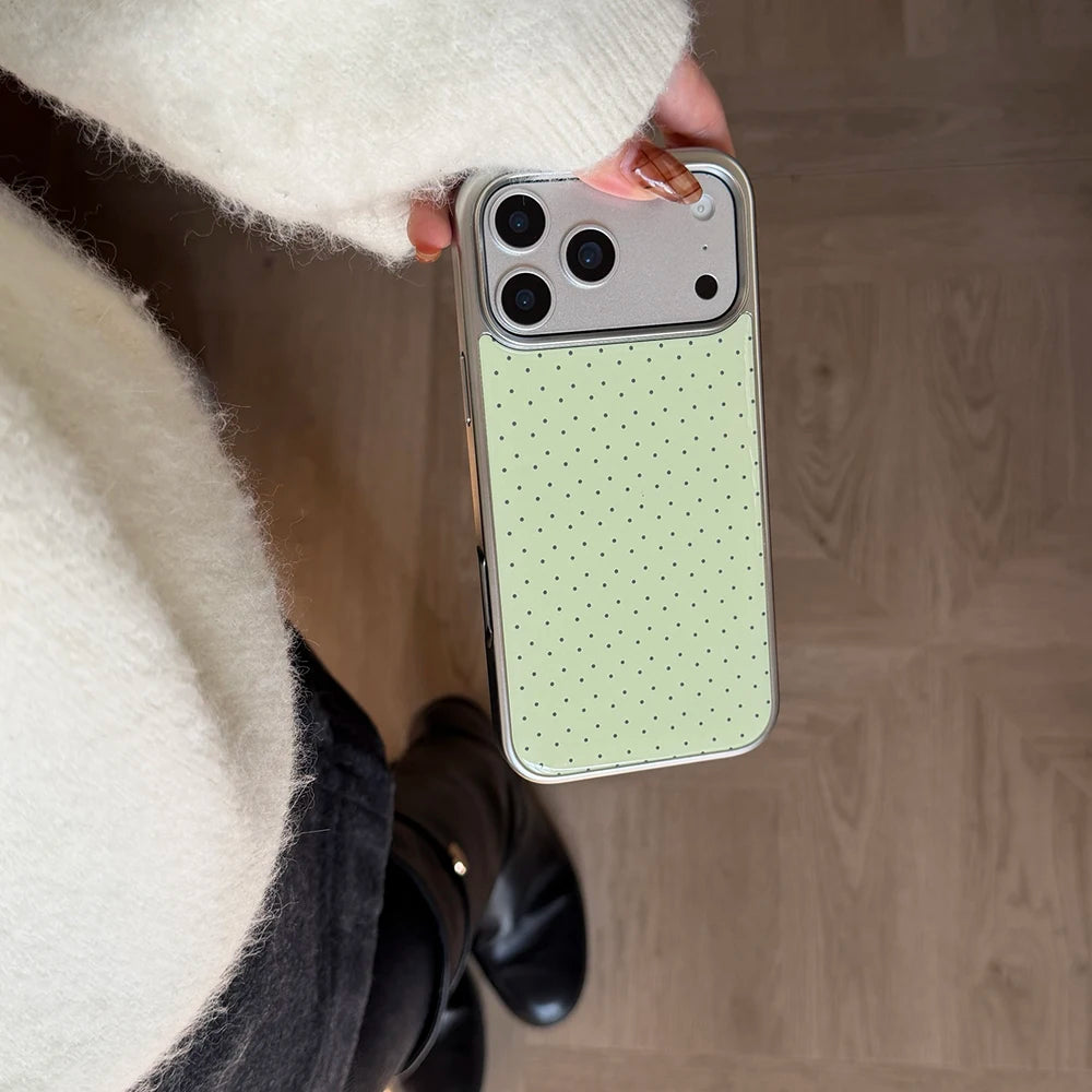 Korean INS Polka Dot Pattern Electroplated Silver Phone Case for iphone 17 Promax 17pro 14 15 16 Promax Shockproof Cover Funda