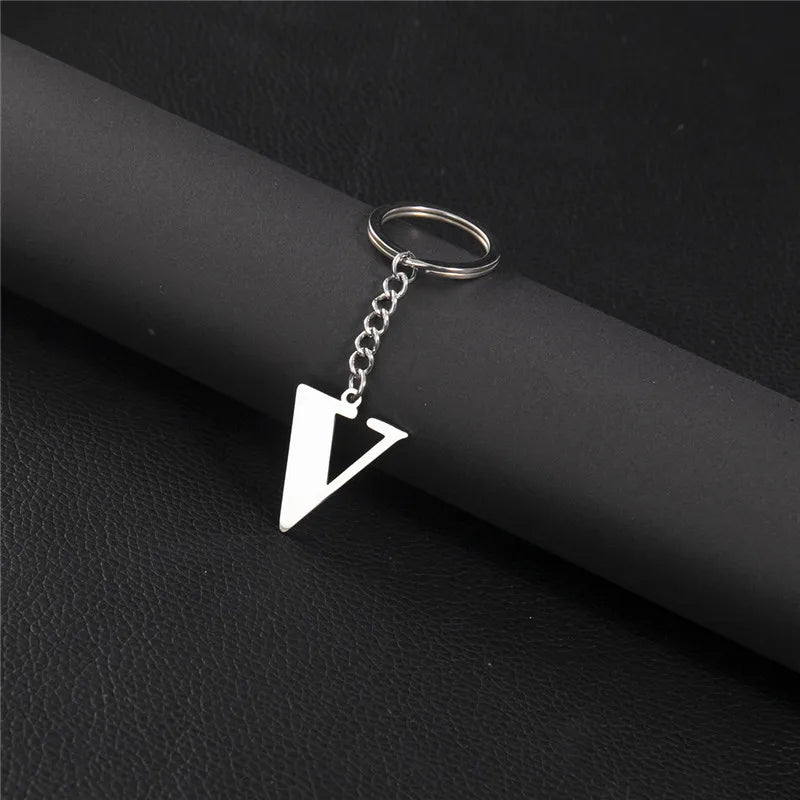 Fashion DIY A-Z Letters Keychain Men Metal Initial Pendant Key Chain Ring Silver Color 26 Alphabet Keyring Bag Accessories