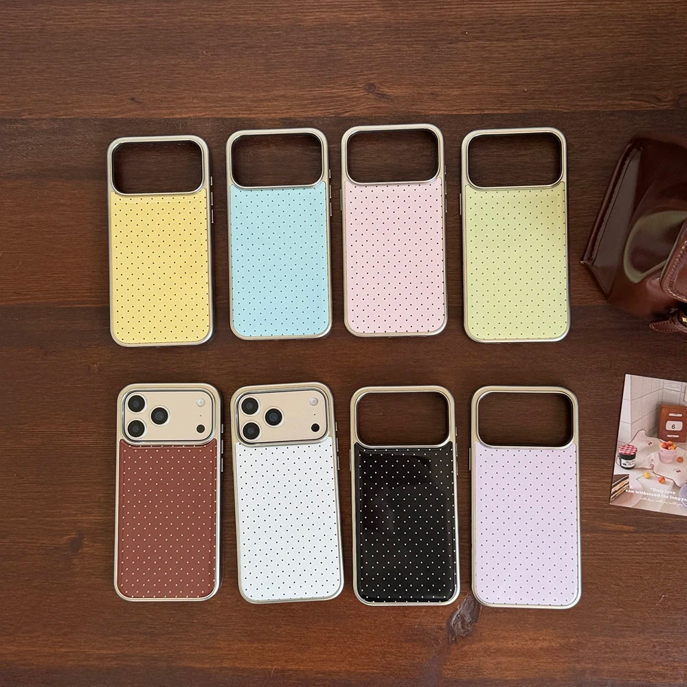 Korean INS Polka Dot Pattern Electroplated Silver Phone Case for iphone 17 Promax 17pro 14 15 16 Promax Shockproof Cover Funda