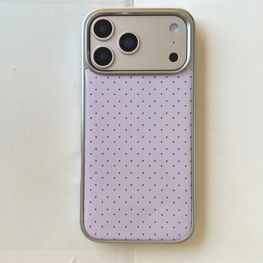 Korean INS Polka Dot Pattern Electroplated Silver Phone Case for iphone 17 Promax 17pro 14 15 16 Promax Shockproof Cover Funda