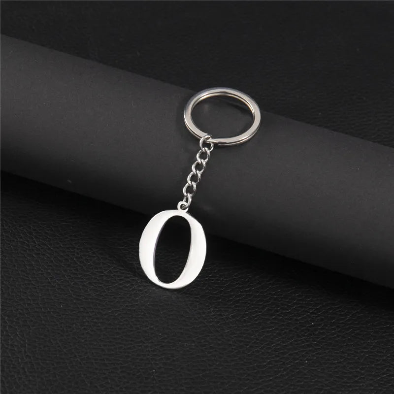 Fashion DIY A-Z Letters Keychain Men Metal Initial Pendant Key Chain Ring Silver Color 26 Alphabet Keyring Bag Accessories