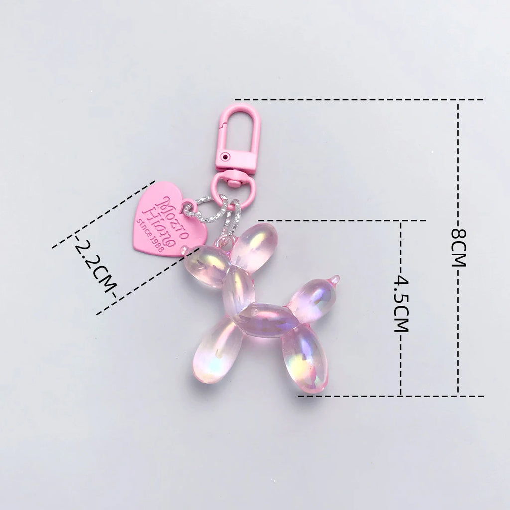 New Candy Color Sweet Resin Balloon Dog Keychain for Women Girls Animal Shaped Phone Chain Key Buckle Accessories Bag Pendant