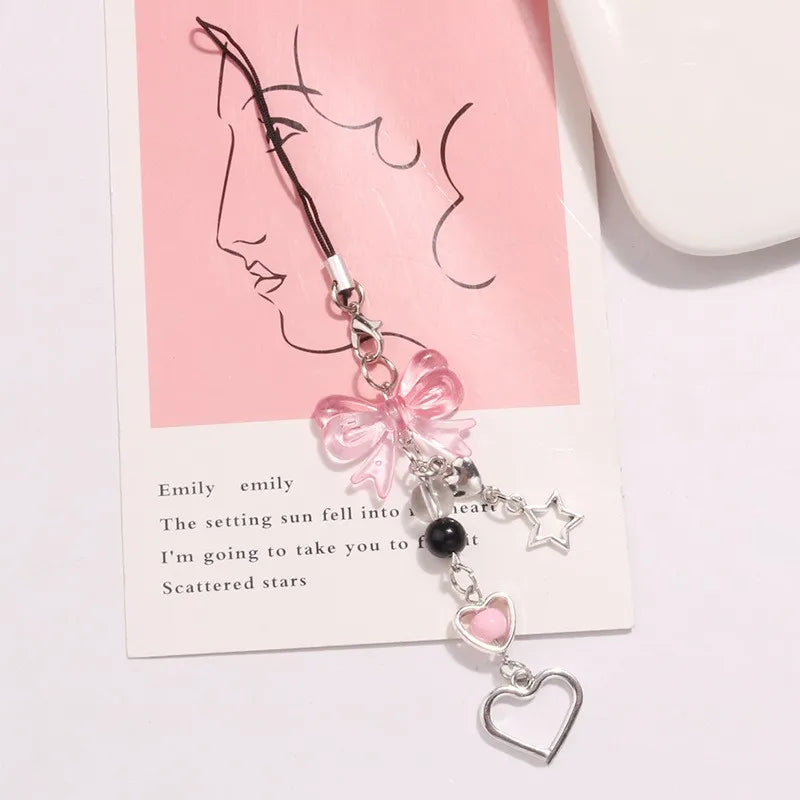 Phone Cute Bowknot Ice Cream Pendant Phone Chain Mobile Phone Charm Strap Lanyard Keychain For Iphone Accessory Women Jewelry