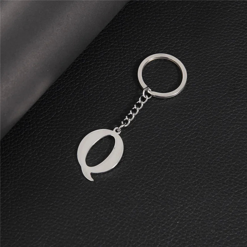 Fashion DIY A-Z Letters Keychain Men Metal Initial Pendant Key Chain Ring Silver Color 26 Alphabet Keyring Bag Accessories
