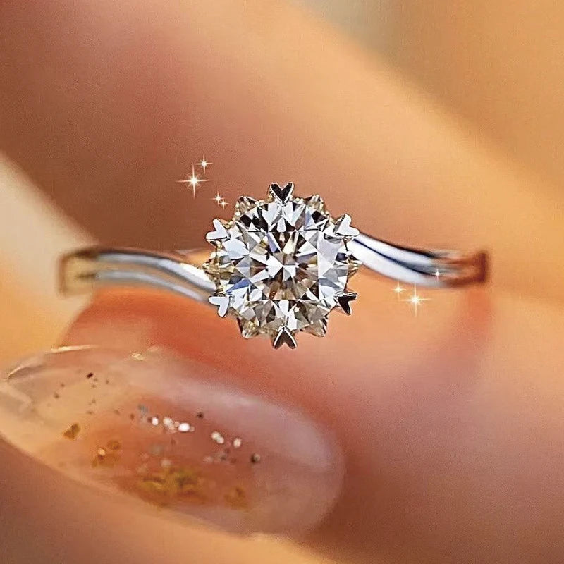 100% Real Moissanite Ring Adjustable Size S925 Sliver D VVS1 Pass Diamond Test Pen GRA Certificate 18K Plating Rings for Women (XH)