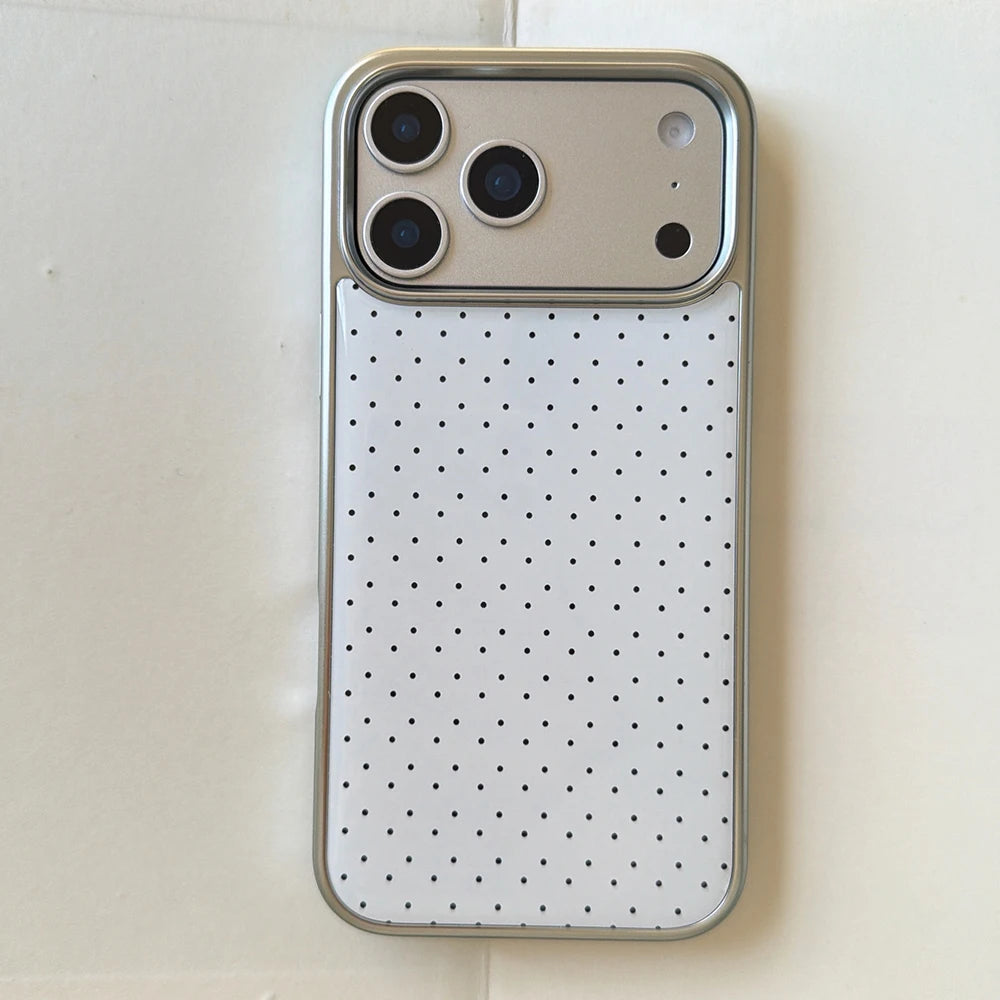 Korean INS Polka Dot Pattern Electroplated Silver Phone Case for iphone 17 Promax 17pro 14 15 16 Promax Shockproof Cover Funda