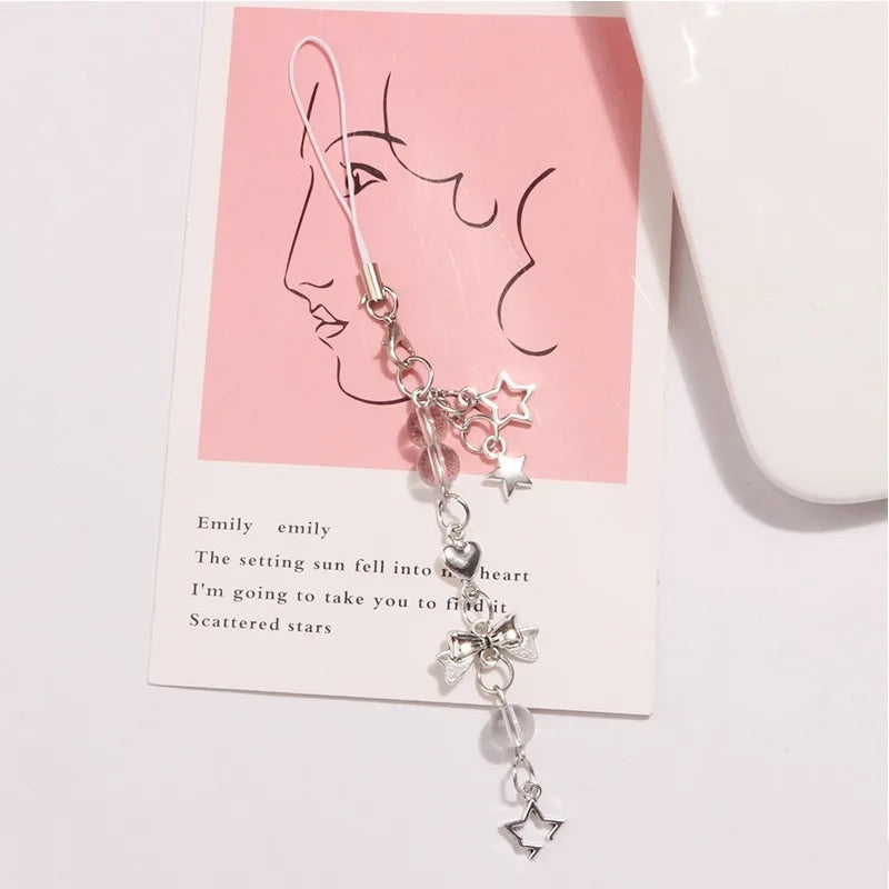 Phone Cute Bowknot Ice Cream Pendant Phone Chain Mobile Phone Charm Strap Lanyard Keychain For Iphone Accessory Women Jewelry