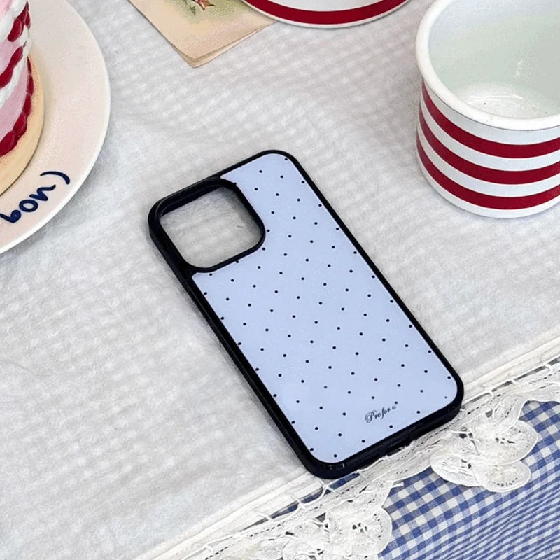 Korean-style INS Girly Small Polka Dot case For iphone 11 12 13 14 15 16 17Pro Max Plus AIR Series transparent tpu phone case
