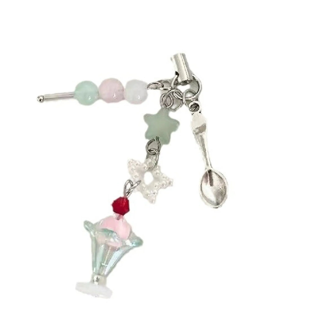 Phone Cute Bowknot Ice Cream Pendant Phone Chain Mobile Phone Charm Strap Lanyard Keychain For Iphone Accessory Women Jewelry