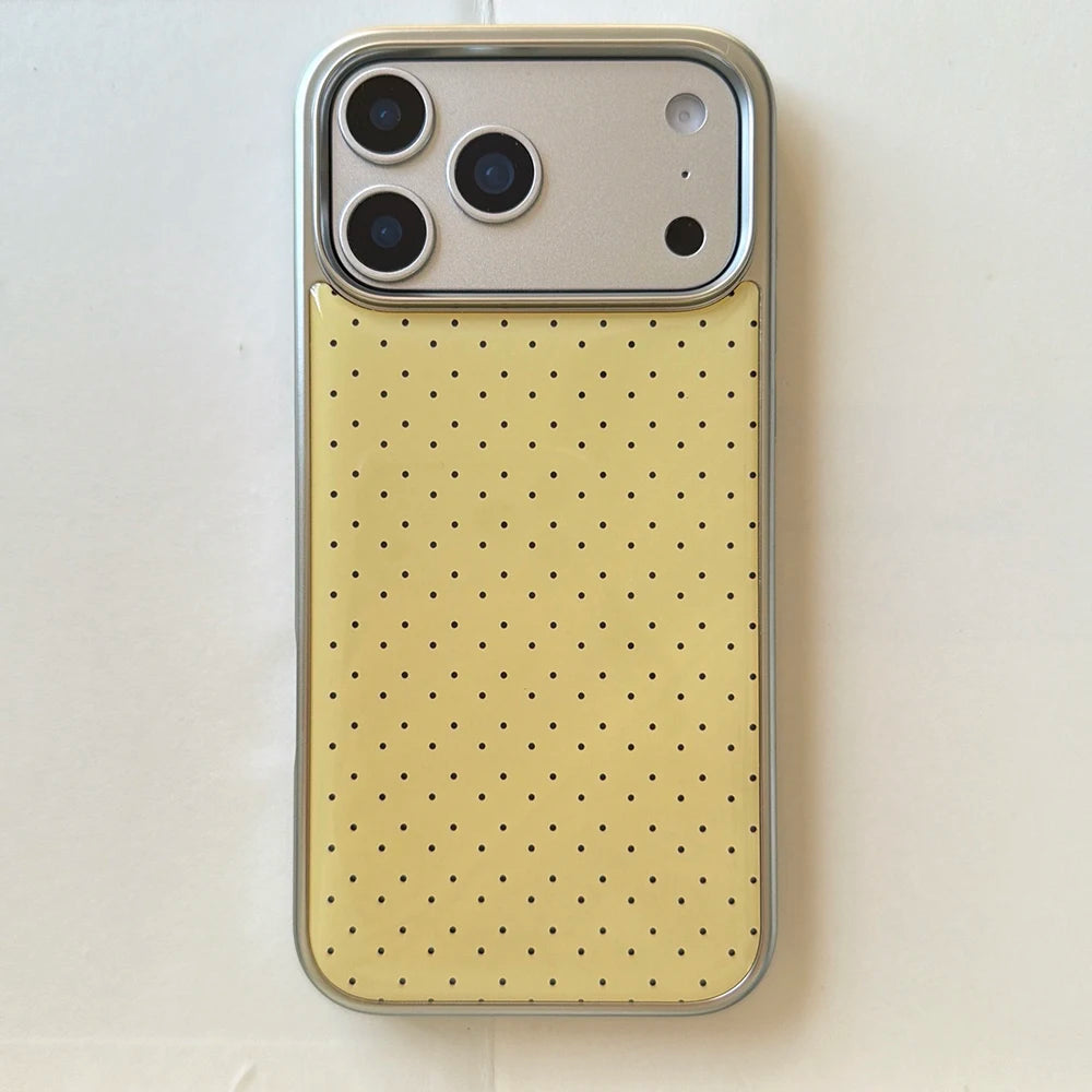 Korean INS Polka Dot Pattern Electroplated Silver Phone Case for iphone 17 Promax 17pro 14 15 16 Promax Shockproof Cover Funda
