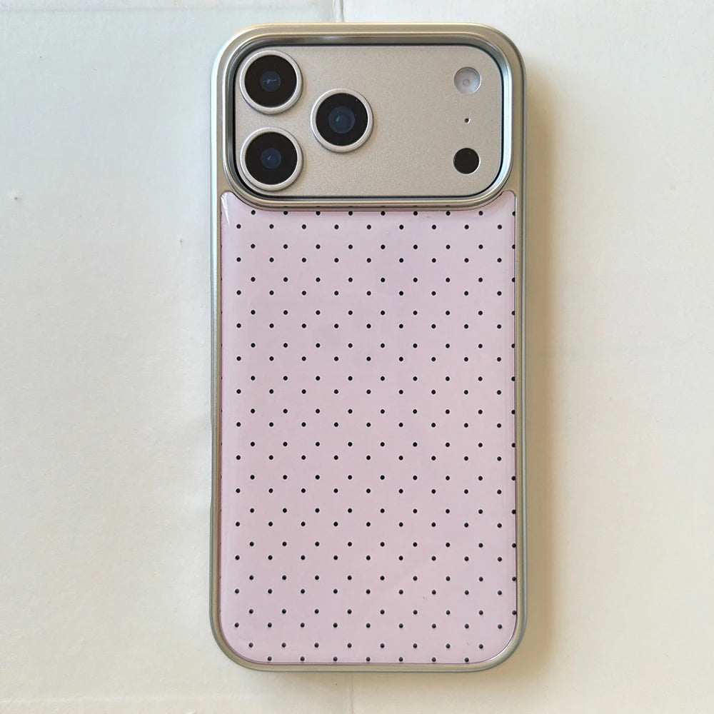 Korean INS Polka Dot Pattern Electroplated Silver Phone Case for iphone 17 Promax 17pro 14 15 16 Promax Shockproof Cover Funda