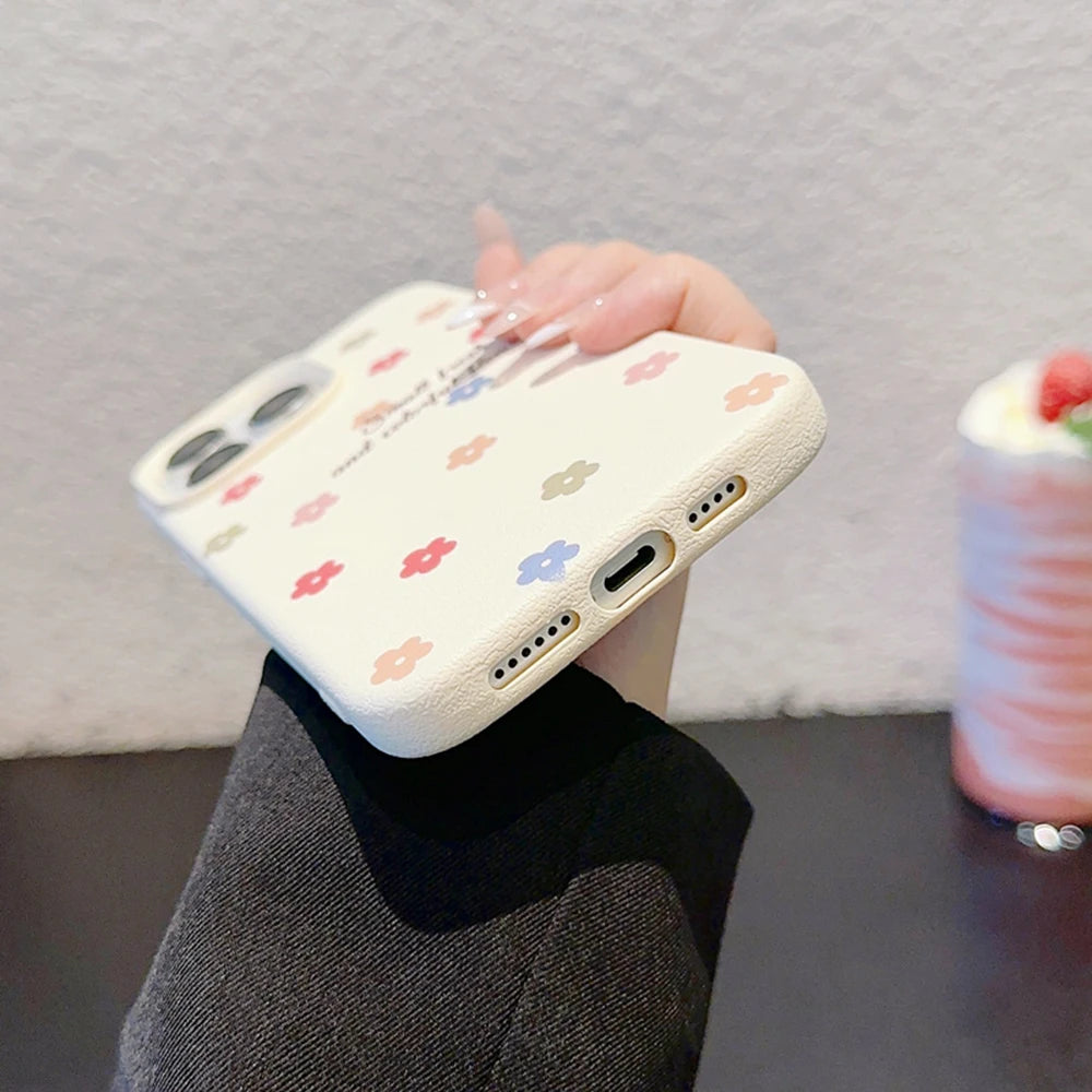 Cherry Phone Case For iPhone 16 Pro Max Case iPhone 14 13 15 11 12 17 Pro Max Plus Shockproof Soft Leather Cute Heart Bow Cover