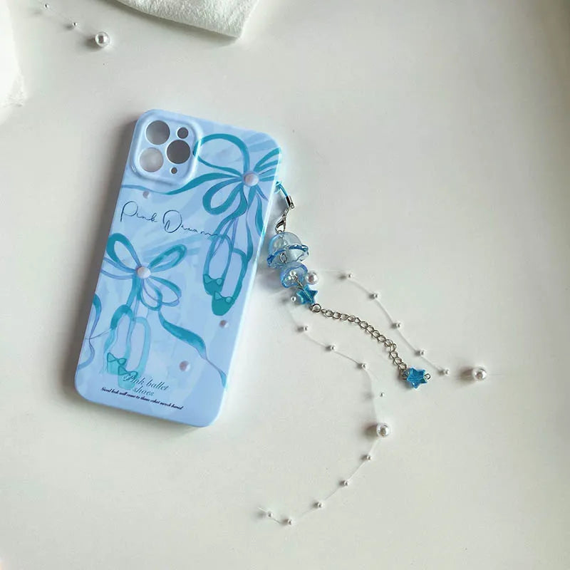 Y2K Jellyfish Tassel Mobile Key Chain Jellyfish Beaded Phone Charm Keycord Korean Sea Shell Fish Beads Chain BackPack Keyring (Copy)