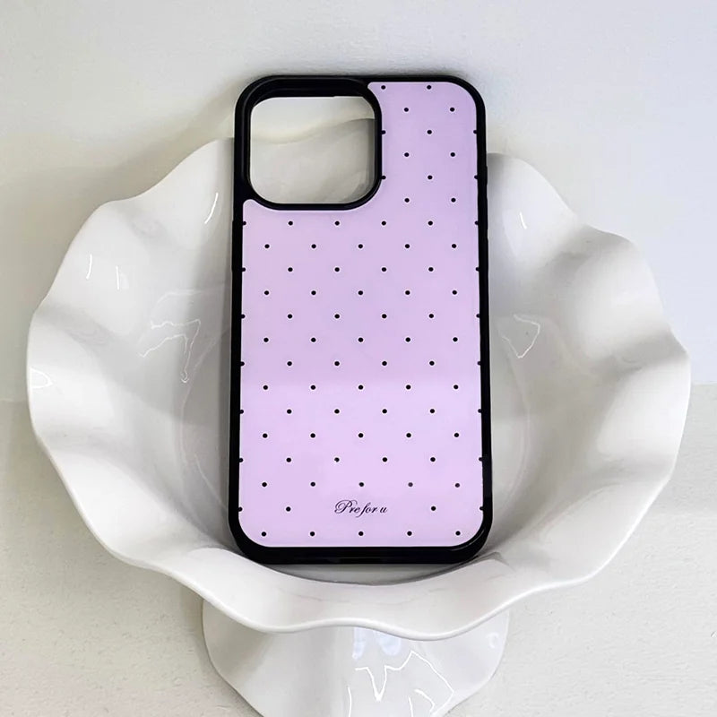 Korean-style INS Girly Small Polka Dot case For iphone 11 12 13 14 15 16 17Pro Max Plus AIR Series transparent tpu phone case