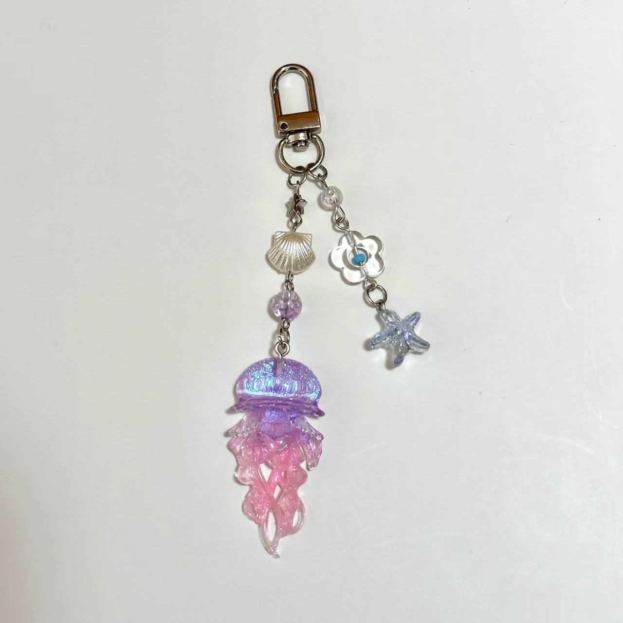 Y2K Jellyfish Tassel Mobile Key Chain Jellyfish Beaded Phone Charm Keycord Korean Sea Shell Fish Beads Chain BackPack Keyring (Copy)