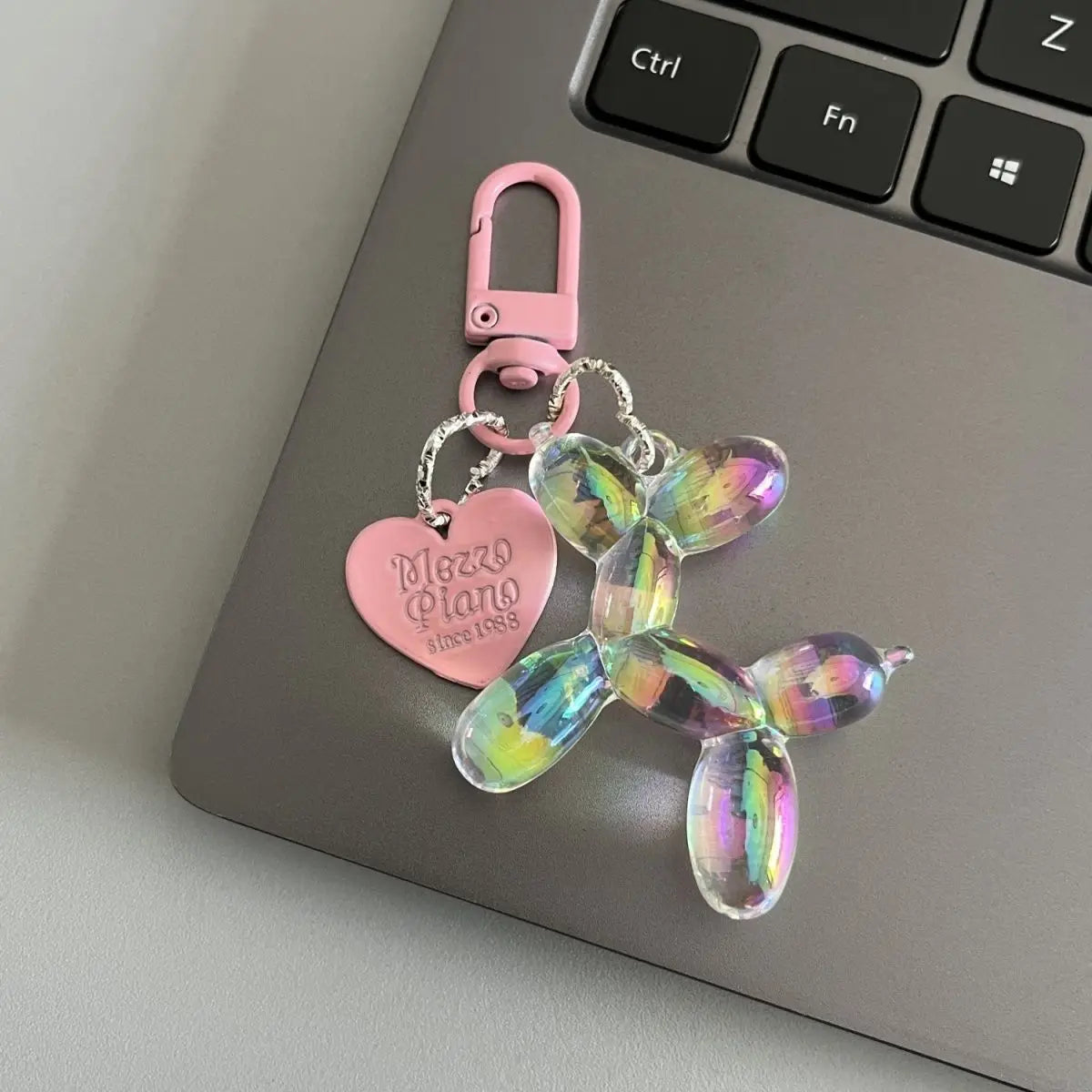 New Candy Color Sweet Resin Balloon Dog Keychain for Women Girls Animal Shaped Phone Chain Key Buckle Accessories Bag Pendant