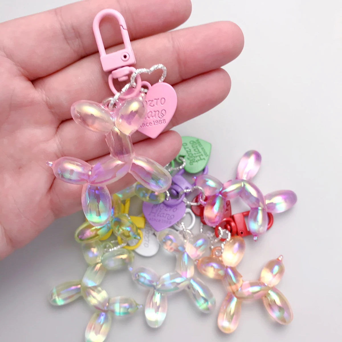 New Candy Color Sweet Resin Balloon Dog Keychain for Women Girls Animal Shaped Phone Chain Key Buckle Accessories Bag Pendant