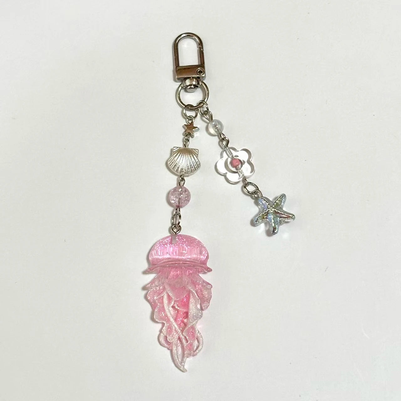 Y2K Jellyfish Tassel Mobile Key Chain Jellyfish Beaded Phone Charm Keycord Korean Sea Shell Fish Beads Chain BackPack Keyring (Copy)