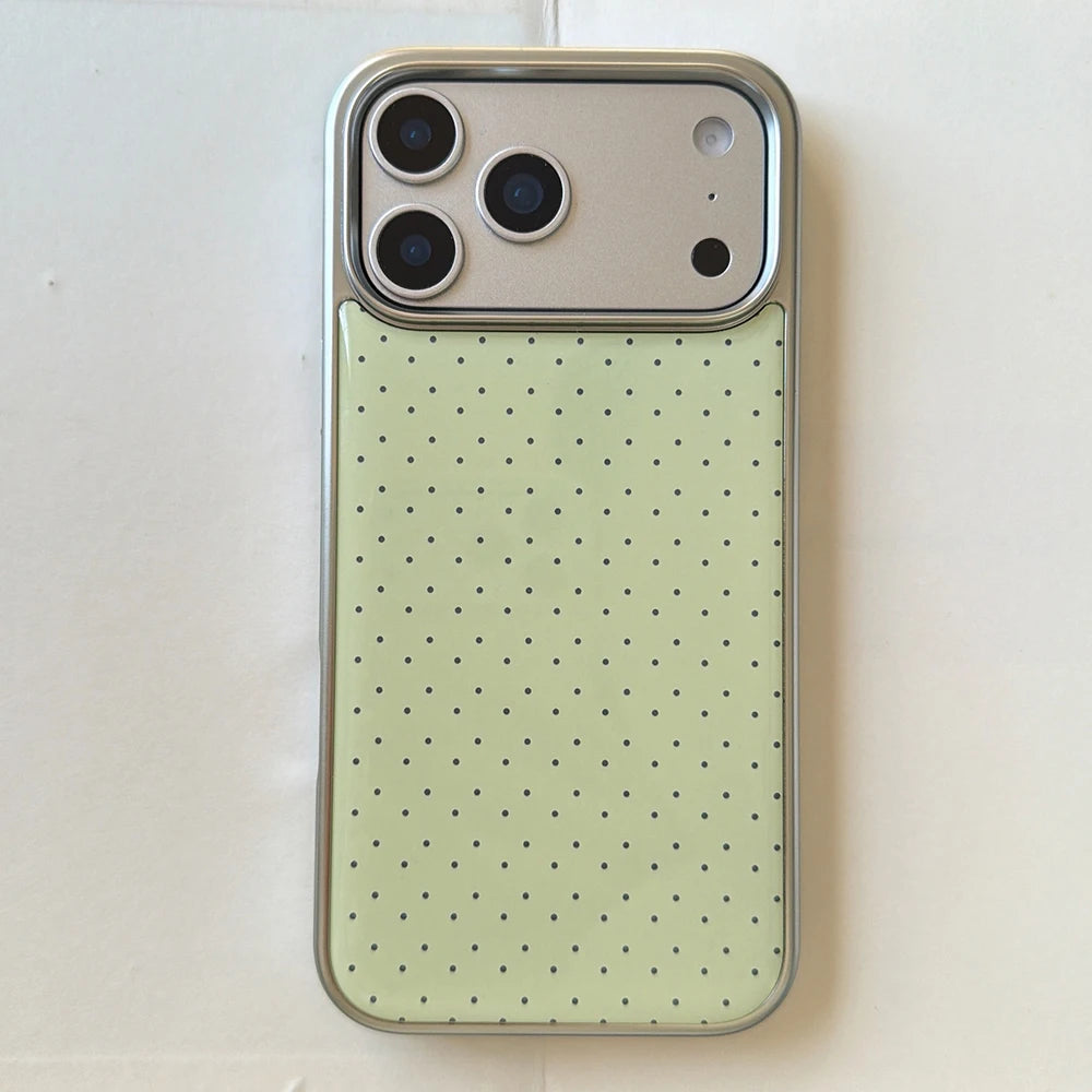 Korean INS Polka Dot Pattern Electroplated Silver Phone Case for iphone 17 Promax 17pro 14 15 16 Promax Shockproof Cover Funda
