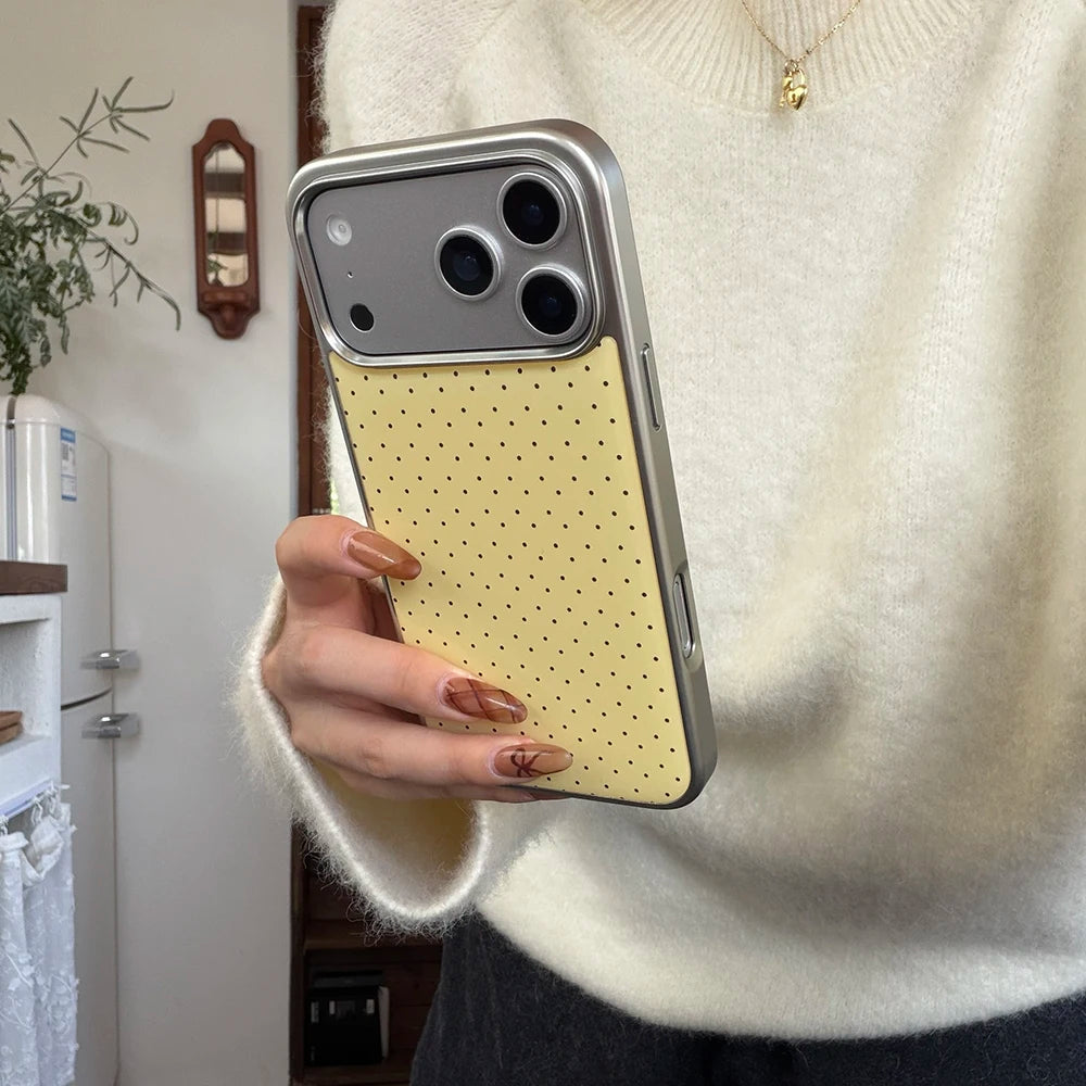 Korean INS Polka Dot Pattern Electroplated Silver Phone Case for iphone 17 Promax 17pro 14 15 16 Promax Shockproof Cover Funda