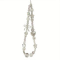 Korean Cute White Star Pearl Beads Phone Chain Trendy Pendant For iPhone Universal Accessories Lanyard Hanging Rope For Girl