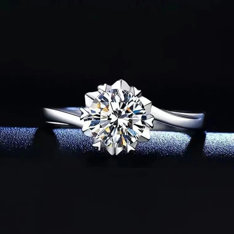 100% Real Moissanite Ring Adjustable Size S925 Sliver D VVS1 Pass Diamond Test Pen GRA Certificate 18K Plating Rings for Women (XH)